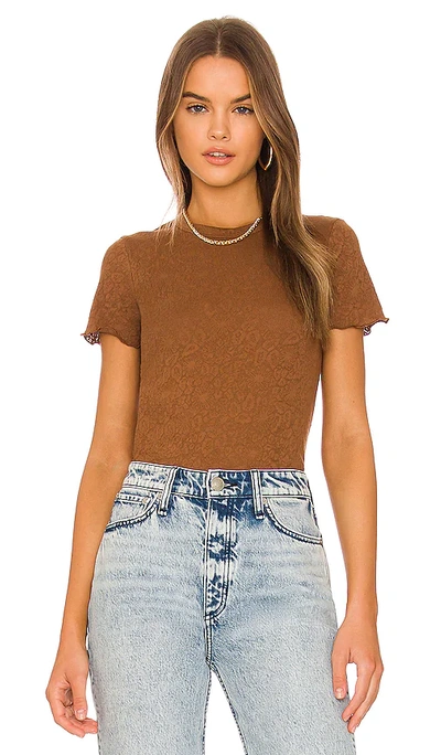 Rag & Bone Gemma Jacquard Leopard Printed Short Sleeve Top In Brown