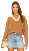 Rag & Bone Pierce Ribbed Cashmere Polo Sweater In Brown