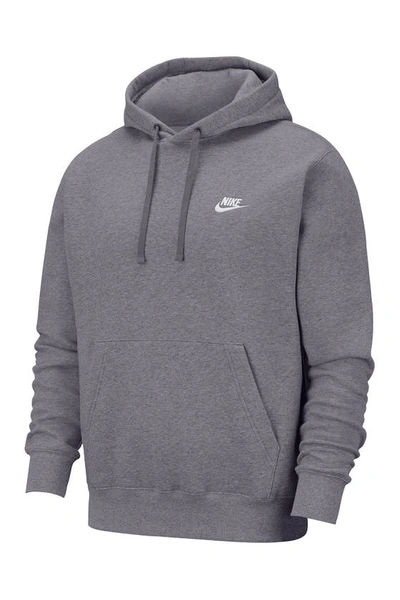 Nike Men's  Sportswear Club Fleece Pullover Hoodie In Charcoal Heather/anthracite/white