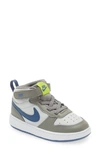 Nike Kids' Court Borough Mid 2 Sneaker In Grey Fog/ Navy/ Green