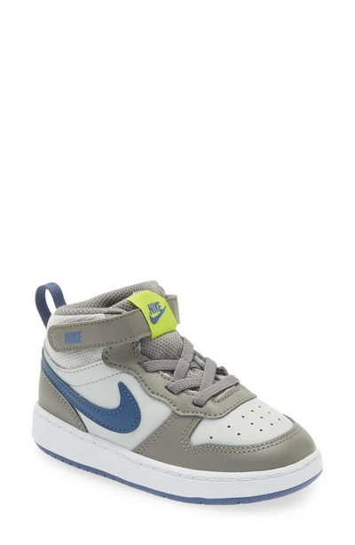 Nike Kids' Court Borough Mid 2 Sneaker In Grey Fog/ Navy/ Green