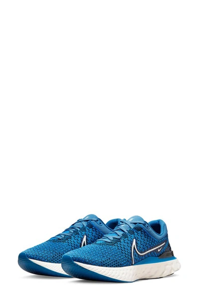 Nike React Infinity Run Flyknit 3 Running Shoe In Dutch Blue/black/blue Glow/phantom
