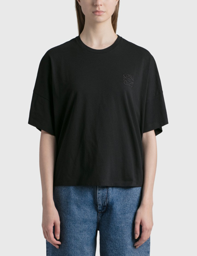 Loewe Short Oversize Anagram T-shirt Black In Black