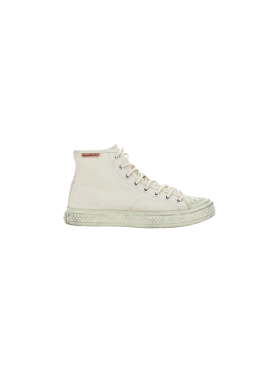 Acne Studios Sneakers Ballow High Tumbled Aus Gelbem Canvas In Off White/off White