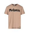 Alexander Mcqueen Man Dark Beige Mcqueen Graffiti T-shirt