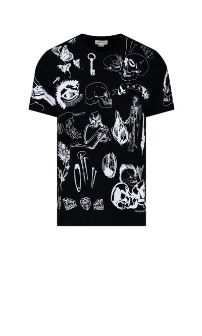 Alexander Mcqueen Men's Black Cotton T-shirt