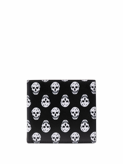 Alexander Mcqueen Leather Wallet With Skulls In Black