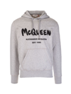 Alexander Mcqueen Printed Cotton Sweatshirt In Grey