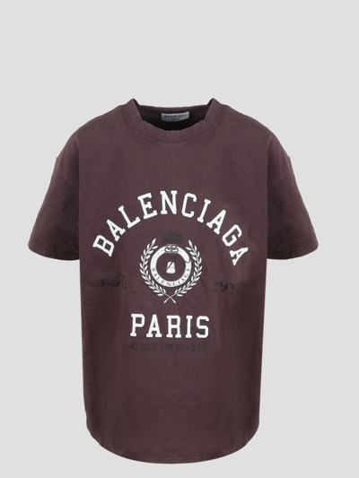 Balenciaga College 1917 T-shirt In Vinaccia