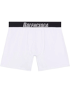 Balenciaga White Boxer Slip With Black Logo Band In White