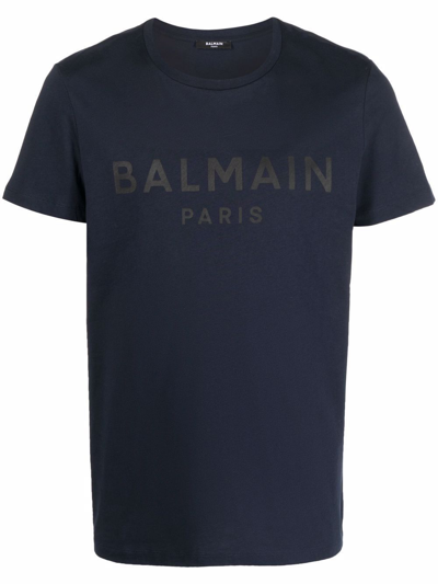 Balmain Men's Blue Cotton T-shirt
