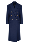 BALMAIN BALMAIN WOMEN'S BLUE WOOL COAT