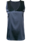 Brunello Cucinelli Sleeveless Silk-blend Tank Top In Blue