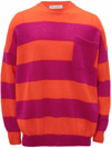 Jw Anderson Red & Pink Striped Patchpocket Sweater In Red