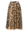 Off-white Zebra-print Flared Skirt In Beige Black