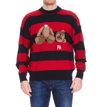 Palm Angels Navy & Red Wool Sweater In Red