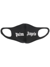 Palm Angels Black Face Mask With White Logo In Black
