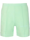 Palm Angels Neon Green Shorts With Logo In Green
