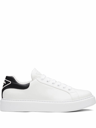Prada `macro` Leather Sneakers In White