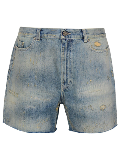 Saint Laurent Denim Shorts In Cotton In Blue