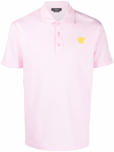 Versace Men's Pink Cotton Polo Shirt | ModeSens