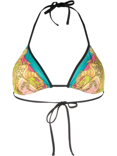 Versace Goddess Baroque-print Bikini Top In Multicolor