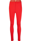 VERSACE VERSACE WOMEN'S RED POLYAMIDE LEGGINGS
