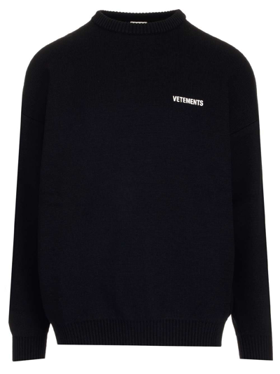 Vetements Men's  Black Cotton Sweater
