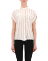 Woolrich Fluid Stripe Shirt Tunic Bianco-beige Linen Woman In White