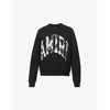 Amiri Collegiate Distressed Logo-print Boxy-fit Cotton-jersey Sweatshirt In Black14