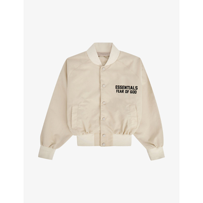 Essentials Kids Beige Baseball Jacket In Wheat