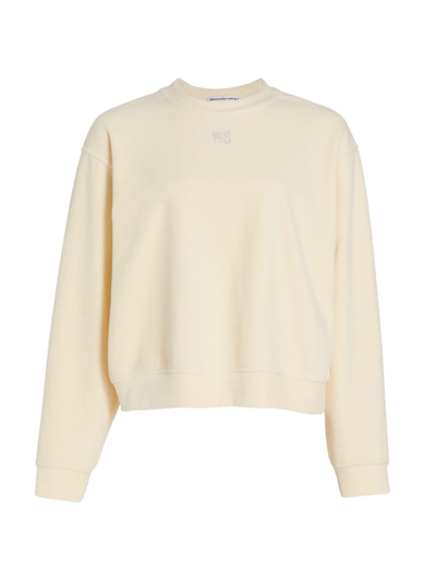 Alexander Wang T Soft Velour Crewneck Sweatshirt In Ice Grey