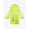 Bottega Veneta Tassel-detailed Chintzed Mini Dress In Acid Kiwi