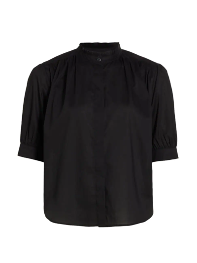 Rag & Bone Jordan Mockneck Button-down Top In Black