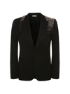 ALEXANDER MCQUEEN MEN'S EMBELLISHED HARNESS SLIM-FIT SINGLE-BUTTON WOOL BLAZER