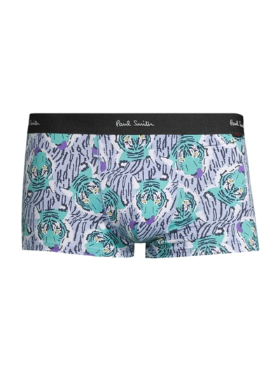 Paul Smith Printed Stretch-cotton Trunks In Neutral