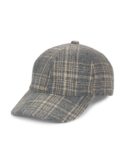 Saks Fifth Avenue Collection Plaid Baseball Hat In Mirage Gray