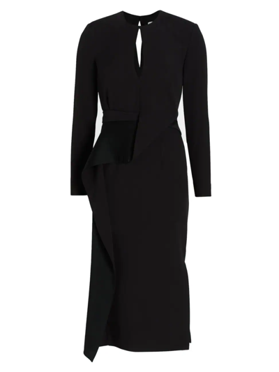 Safiyaa Dalia Draped Cady Midi Dress In Black