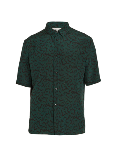 Saint Laurent Abstract-print Short-sleeve Shirt In Green