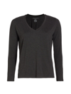 Majestic Soft Touch Heathered Tee In Anthracite Chine
