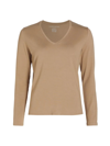 Majestic Soft Touch V-neck Pullover Tee In Cigar