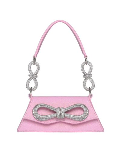 Mach & Mach Medium Samantha Glitter Double Bow Top Handle Bag In Pink Glitter
