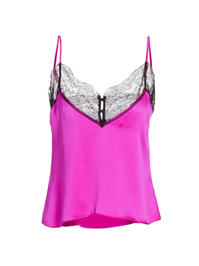 Kiki De Montparnasse Silk V-neck Camisole In Fuchsia