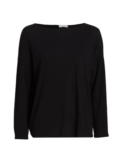Vince Women's Jersey Boatneck Long-sleeve T-shirt In Black