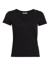 Vince Women's Plunging V-neck T-shirt In Black