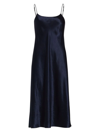 Vince Womens Solid U-nuck Slip Dress In Blue
