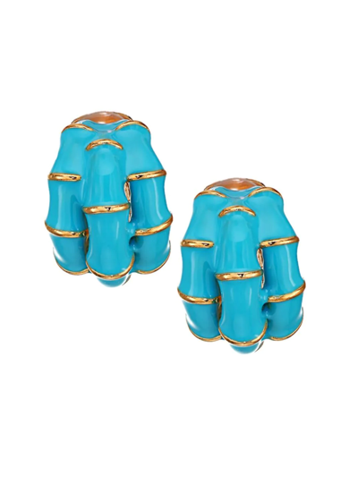Kenneth Jay Lane Turquoise Clip-on Hoop Earrings