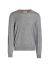 Brunello Cucinelli Men's Crewneck Wool & Cashmere Sweater In Grey