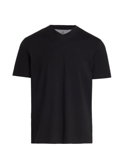 Brunello Cucinelli Cotton V-neck T-shirt In Black
