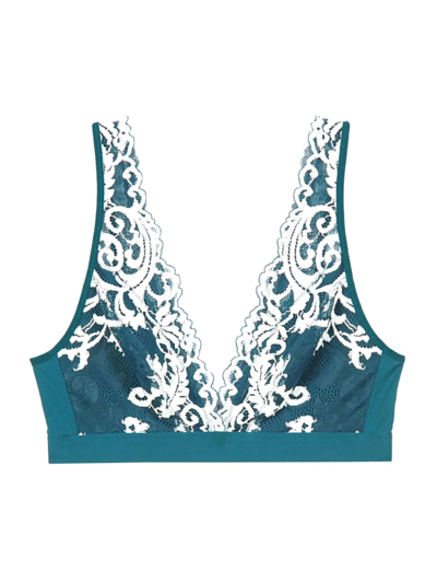 Wacoal Women's Instant Icon Bralette 810322 In Deep Teal/blue Glass